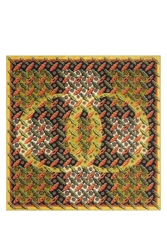 Pelenk Orange-Green Double-Sided Twill Silk Scarf 