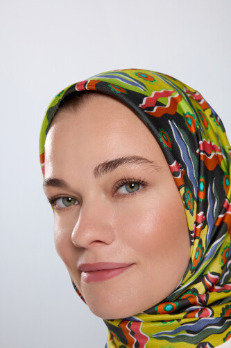 Pelenk Orange-Green Double-Sided Twill Silk Scarf - 3