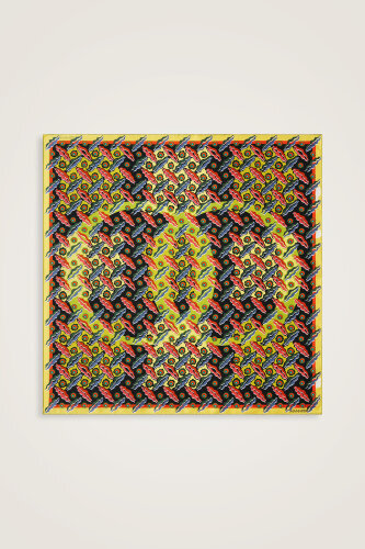 Pelenk Orange-Green Double-Sided Twill Silk Scarf - 2