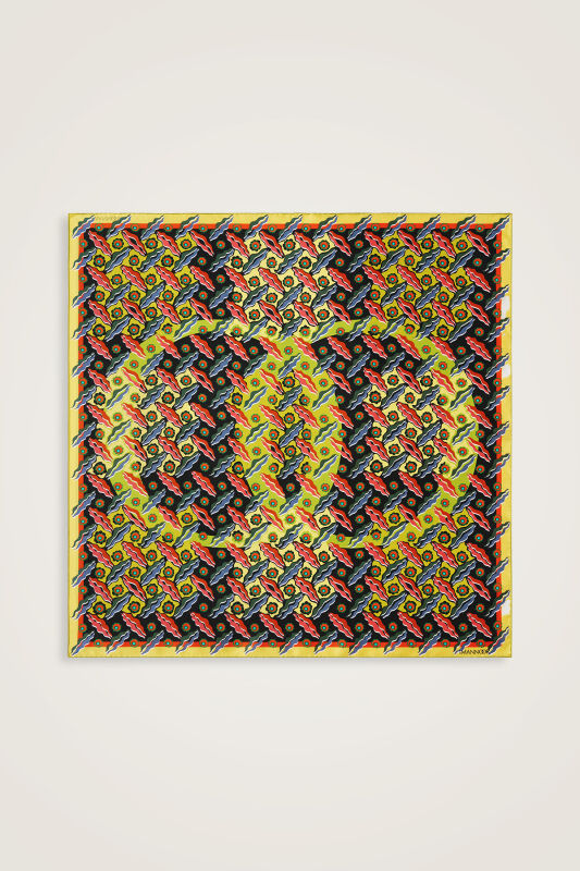 Pelenk Orange-Green Double-Sided Twill Silk Scarf - 2