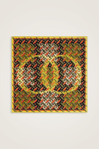 Pelenk Orange-Green Double-Sided Twill Silk Scarf - 3