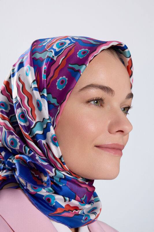 Pelenk Purple-Pink Double-Sided Twill Silk Scarf - 3