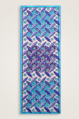 Pelenk Saks Mavi Floş Viskon Şal 70x210 - Imannoor (2)