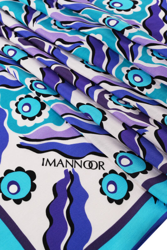 Pelenk Sax Blue Viscose Shawl - 4