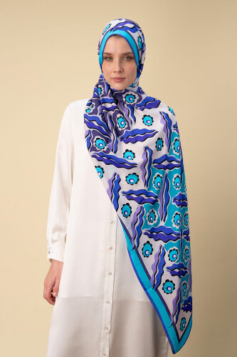 Pelenk Sax Blue Viscose Shawl 