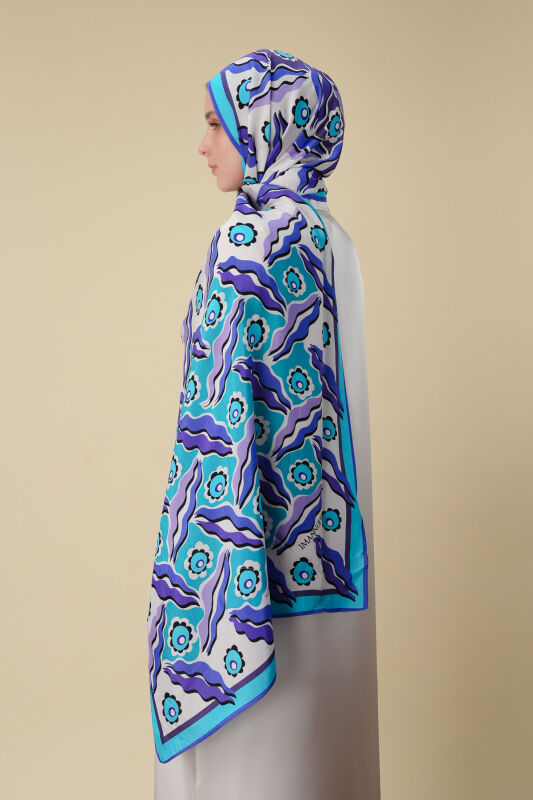 Pelenk Sax Blue Viscose Shawl - 5