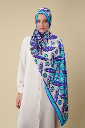 Pelenk Sax Blue Viscose Shawl - 1