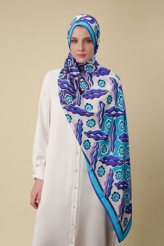 Pelenk Sax Blue Viscose Shawl - 1