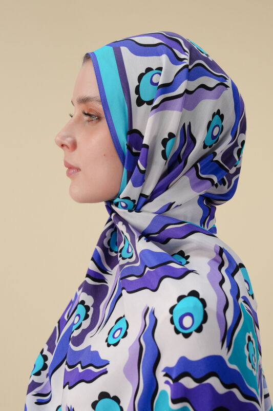 Pelenk Sax Blue Viscose Shawl - 3