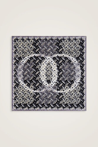 Pelenk Siyah-Bej Çift Taraflı Tivil İpek Eşarp 90x90 - Imannoor (2)