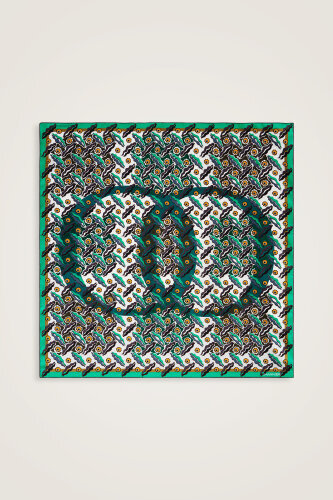 Pelenk Turquoise-Beige Double-Sided Twill Silk Scarf - Imannoor (2)