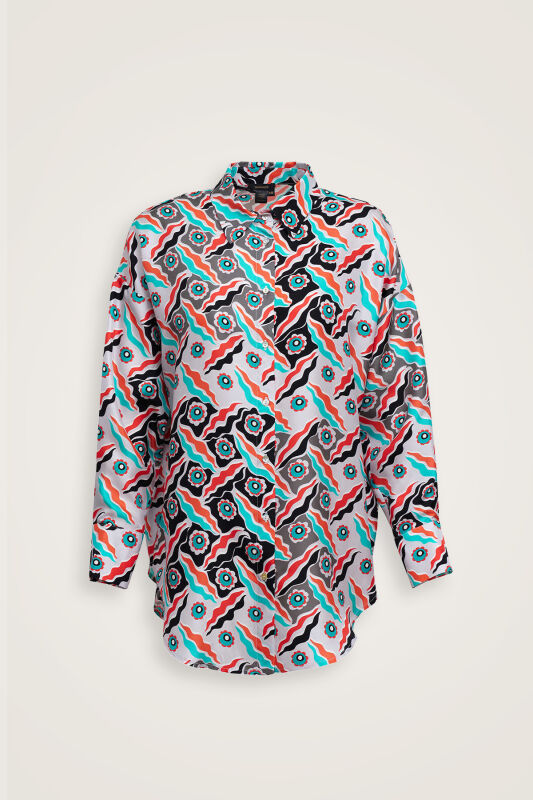 Pelenk Turquoise Twill Silk Pajama Shirt - 2
