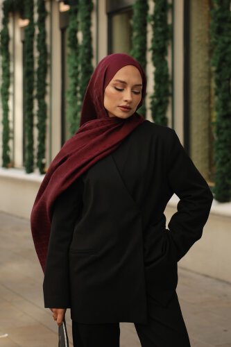 Pencere Kafes Bordo Ramy Jakar Şal 70x210 - Imannoor (1)