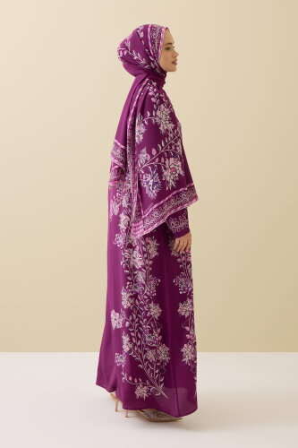 Peony and Plum Silk Crepe Dress - 6