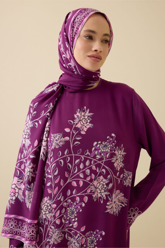 Peony and Plum Silk Crepe Dress - 3
