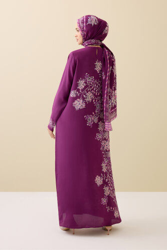 Peony and Plum Silk Crepe Dress - 5