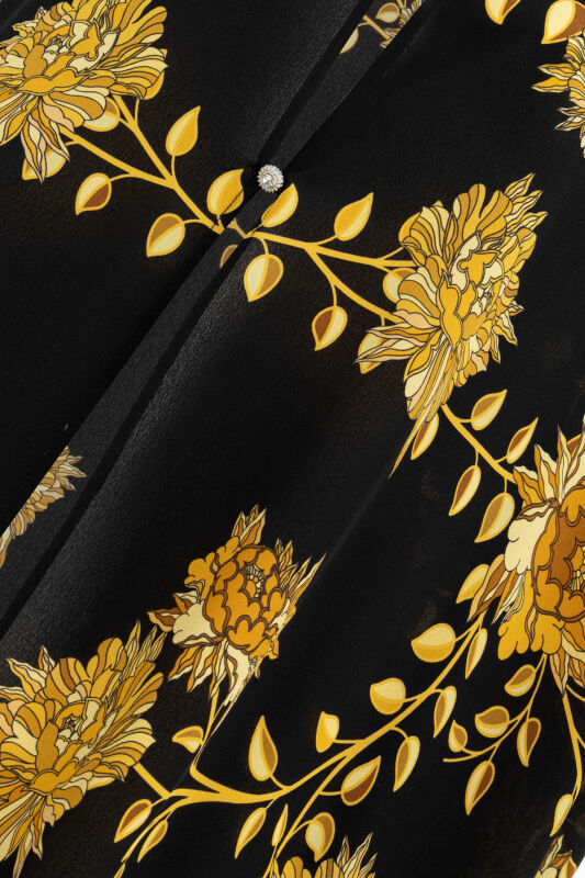 Peony Black-Gold Silk Abaya - 6