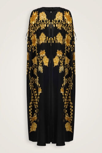 Peony Black-Gold Silk Abaya - Imannoor (1)