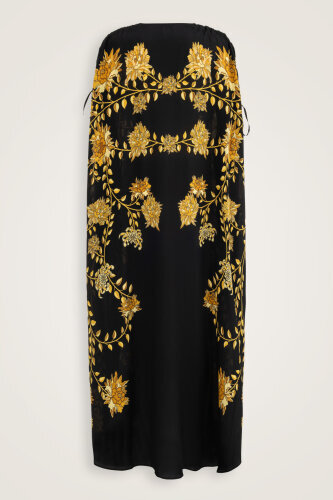 Peony Black-Gold Silk Abaya - 4