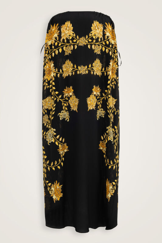 Peony Black-Gold Silk Abaya - 4