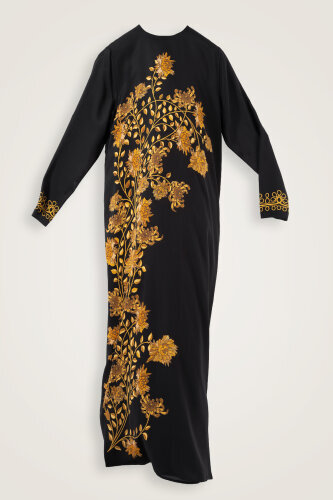 Peony Black-Gold Silk Crepe Dress - 2