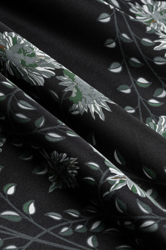 Peony Black-Green Silk Twill Scarf - 4