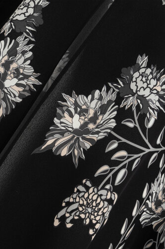 Peony Black-Grey Silk Abaya - 4