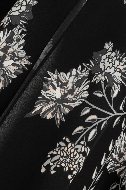 Peony Black-Grey Silk Abaya - 4