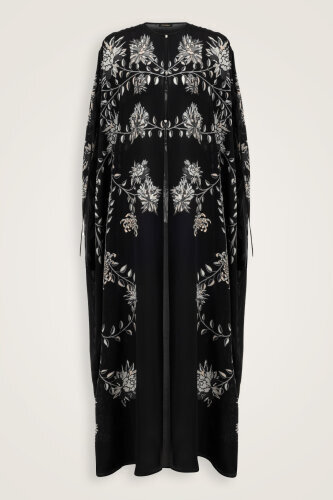 Peony Black-Grey Silk Abaya - Imannoor (1)