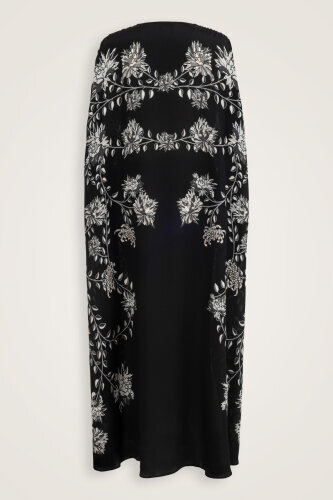 Peony Black-Grey Silk Abaya - 6