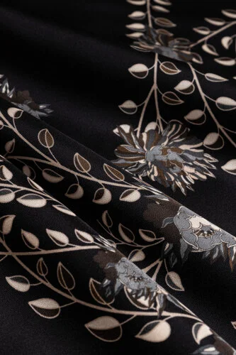 Peony Black-Grey Silk Twill Scarf - 4