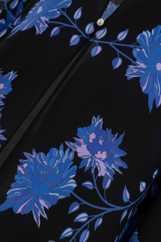 Peony Black-Sax Silk Abaya - 4