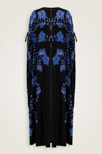Peony Black-Sax Silk Abaya - Imannoor (1)