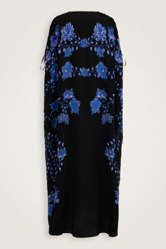 Peony Black-Sax Silk Abaya - 6