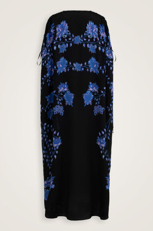 Peony Black-Sax Silk Abaya - 6