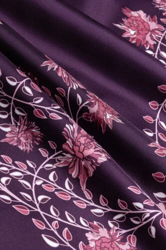 Peony Damson Silk Twill Scarf - 4