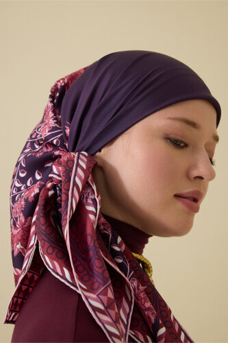 Peony Damson Silk Twill Scarf - 3