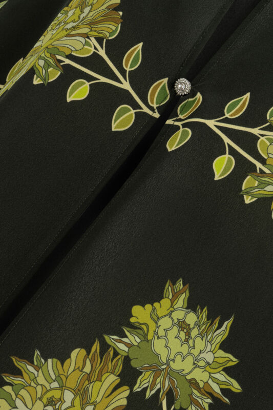 Peony Green Silk Abaya - 6