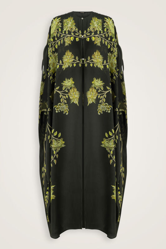 Peony Green Silk Abaya - 2