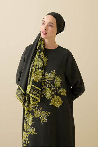 Peony Green Silk Abaya Shawl 