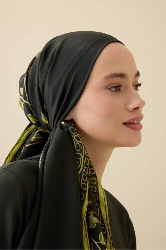 Peony Green Silk Abaya Shawl - 5