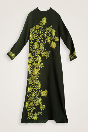 Peony Green Silk Crepe Dress - Imannoor (1)