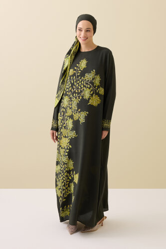 Peony Green Silk Crepe Dress - 3