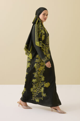 Peony Green Silk Crepe Dress - 5