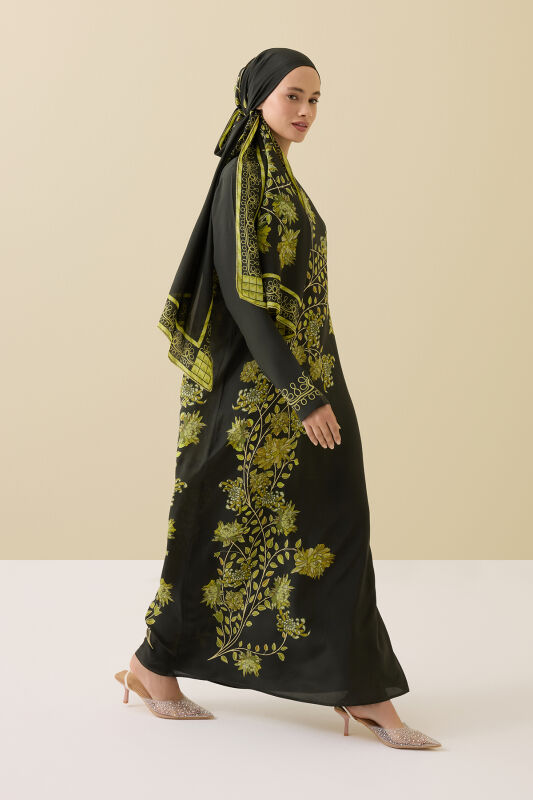 Peony Green Silk Crepe Dress - 5