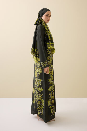 Peony Green Silk Crepe Dress - Imannoor