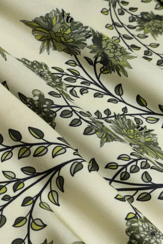 Peony Green Twill Silk Scarf - 4
