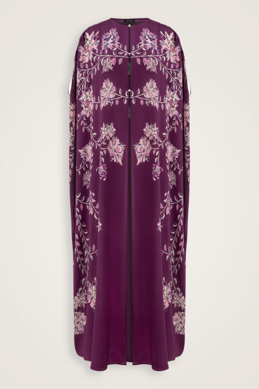 Peony Plum Silk Abaya - 2