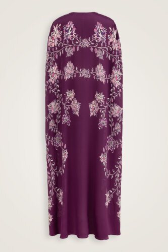Peony Plum Silk Abaya - 4