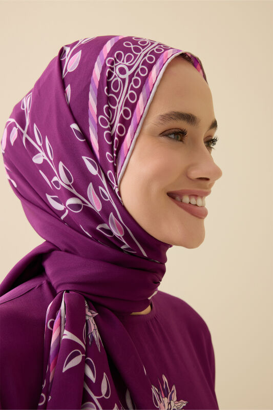 Peony Plum Silk Abaya Shawl - 3